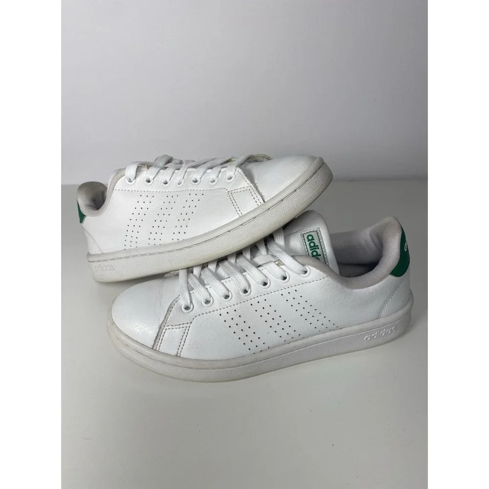 Adidas Advantage Men's Size 7.5 Sneakers White Green Low Top
